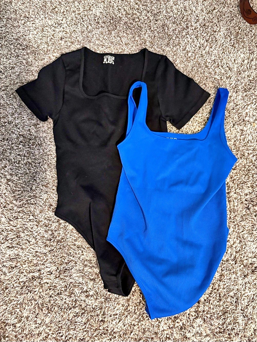 OQQ Black & Blue Bodysuit Set
